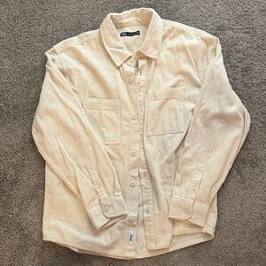 Zara Beige Corduroy Button-Up Shirt